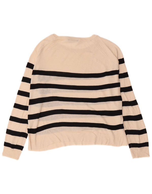 Pulover pentru femei Zara, cu gât de barcă, UK 14 Medium, cu dungi alb