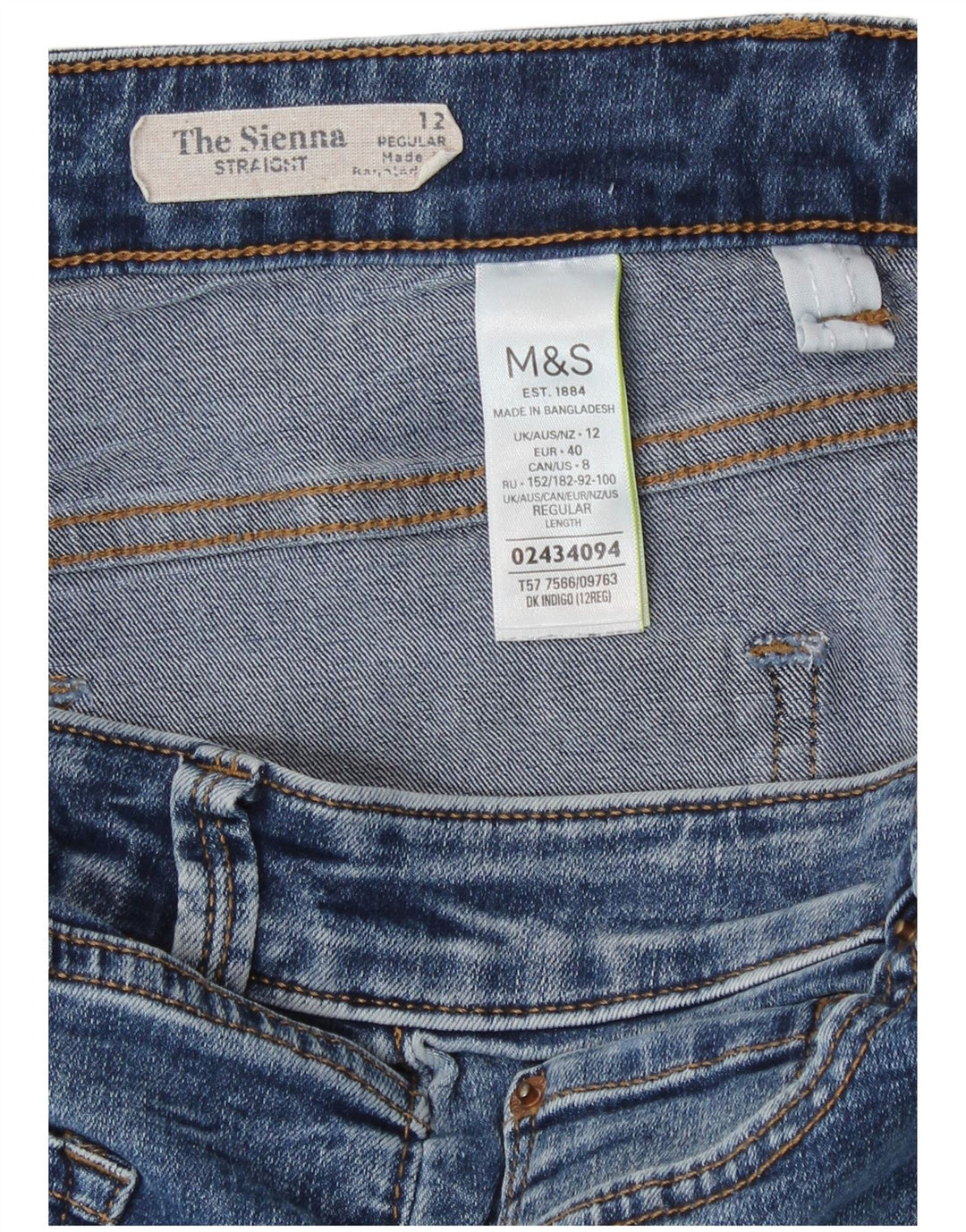 Blugi drepti pentru femei Marks & Spencer The Sienna UK 12 Medium W28 L29 Albastru