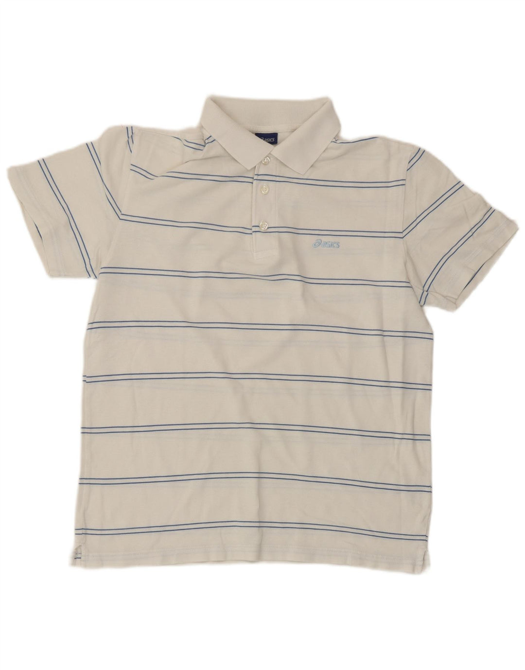 Tricou polo Asics pentru bărbați, bumbac cu dungi albe medii