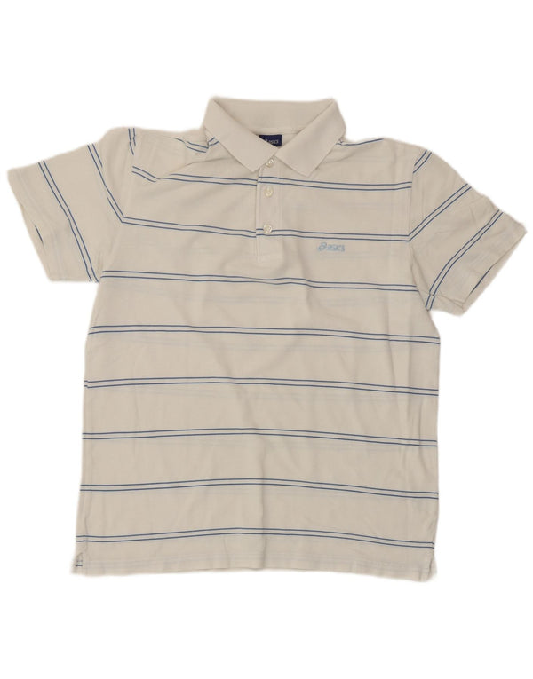 Tricou polo Asics pentru bărbați, bumbac cu dungi albe medii