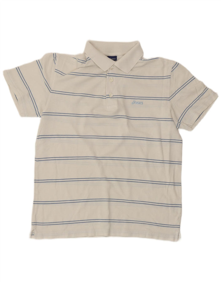 Tricou polo Asics pentru bărbați, bumbac cu dungi albe medii