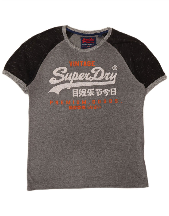 Tricou grafic pentru bărbați SUPERDRY Top mare, gri, bumbac color bloc