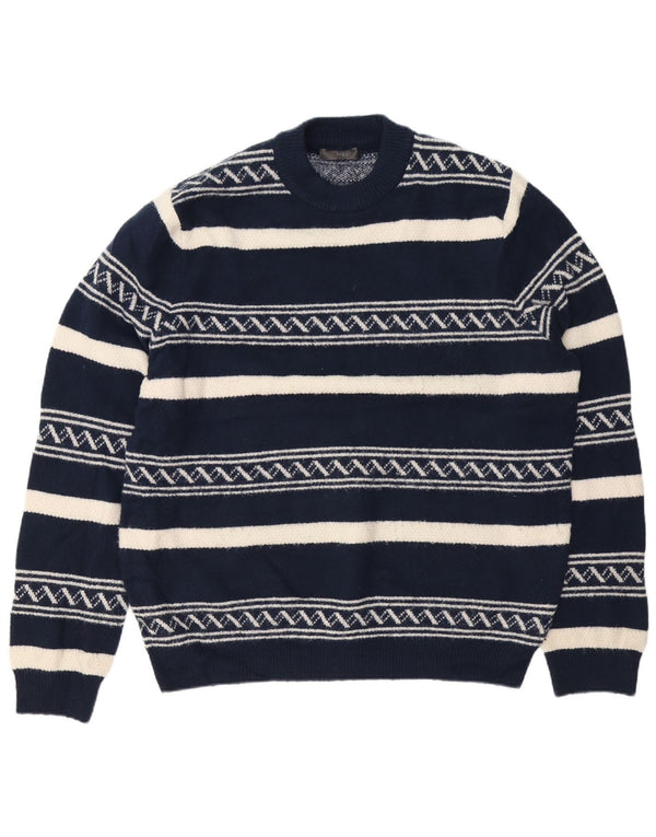 Marks & Spencer Mens Crew Neck Jumper Sweater 2XL Navy Blue Fair Isle