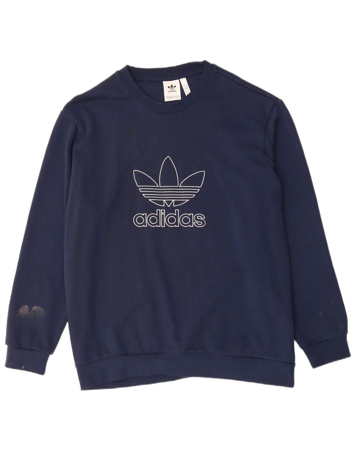 Hanorac grafic pentru bărbați ADIDAS Jumper XL Bumbac bleumarin