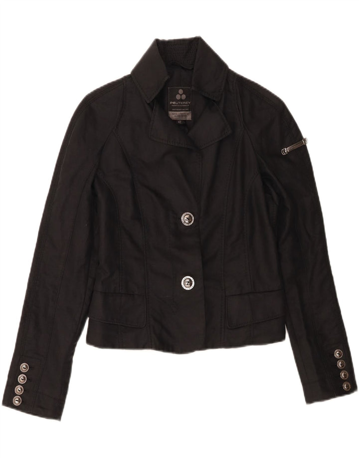 PEUTEREY Womens 2 Button Blazer Jacket IT 42 Medium Black Cotton