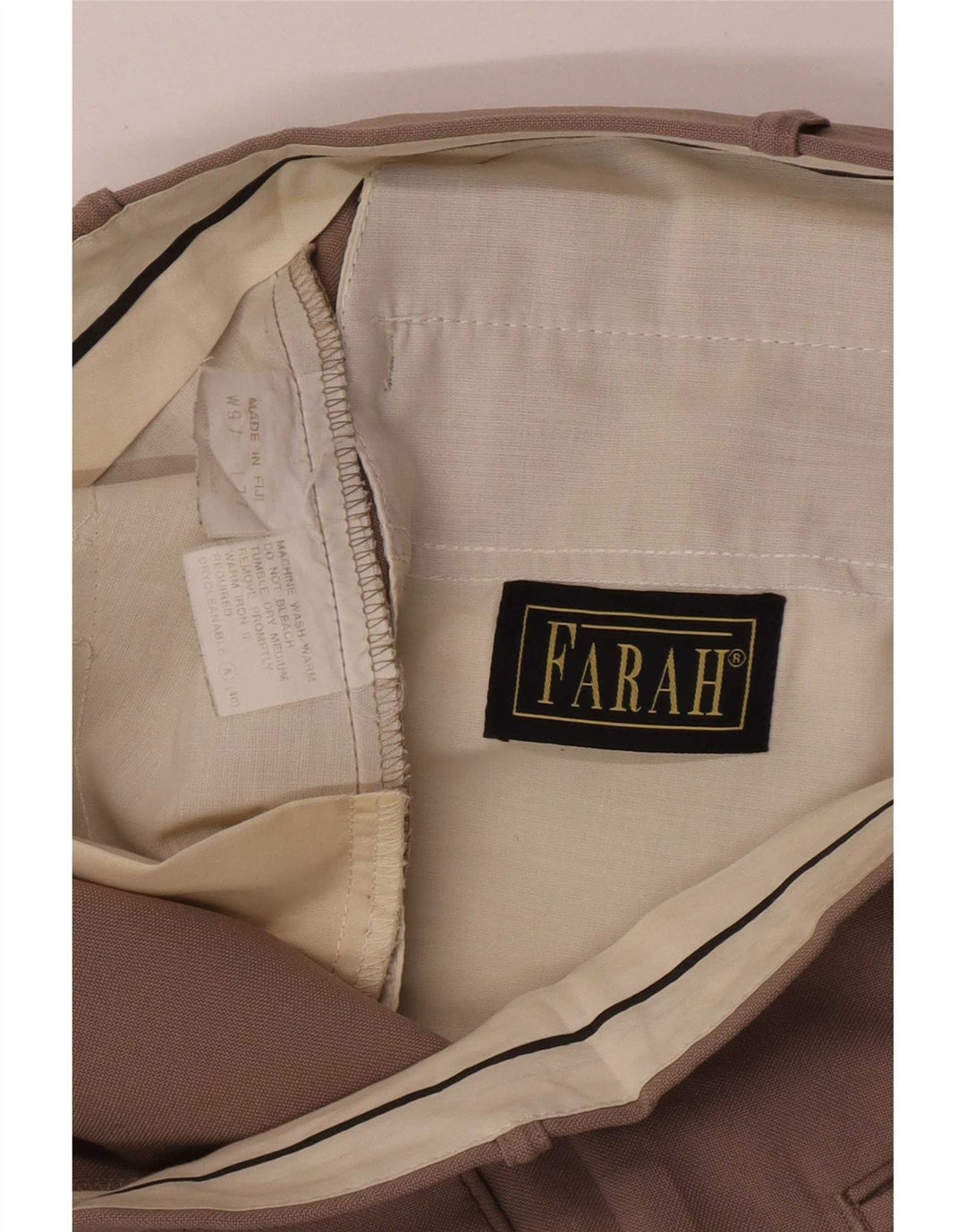 Pantaloni de costum pentru bărbați Farah L36 L28 Maro Poliester