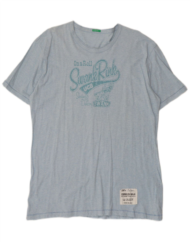 Tricou grafic Benetton pentru bărbați Top 2XL Bumbac albastru