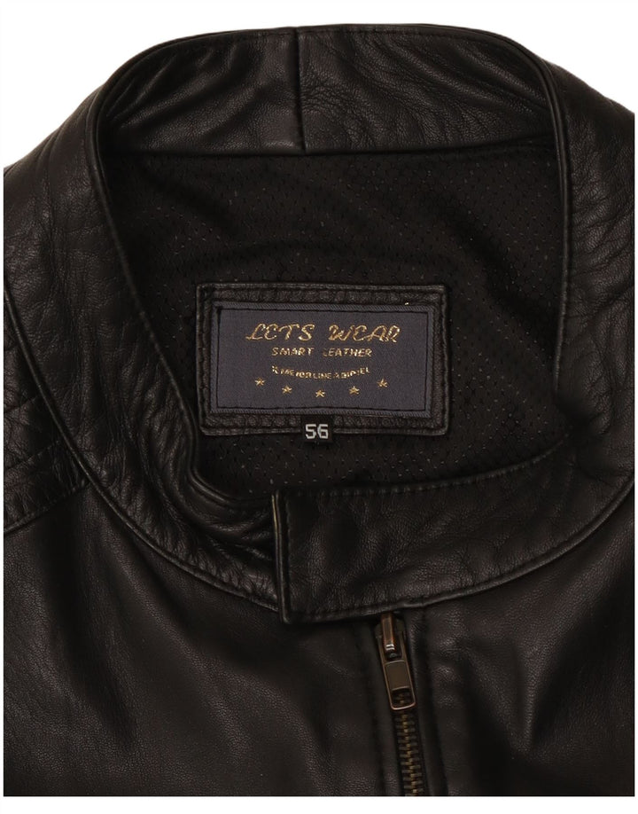 Jachetă de piele vintage pentru bărbați UK 38 Medium Black Leather