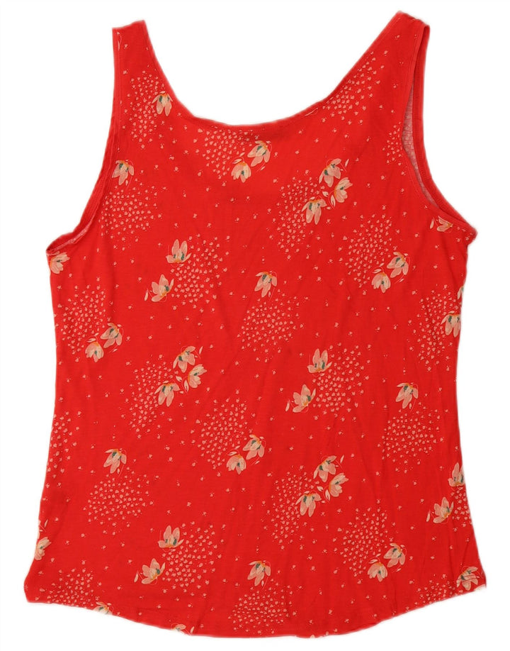 OASIS Vest Top Femei UK 14 Mare Roșu Floral Viscoză
