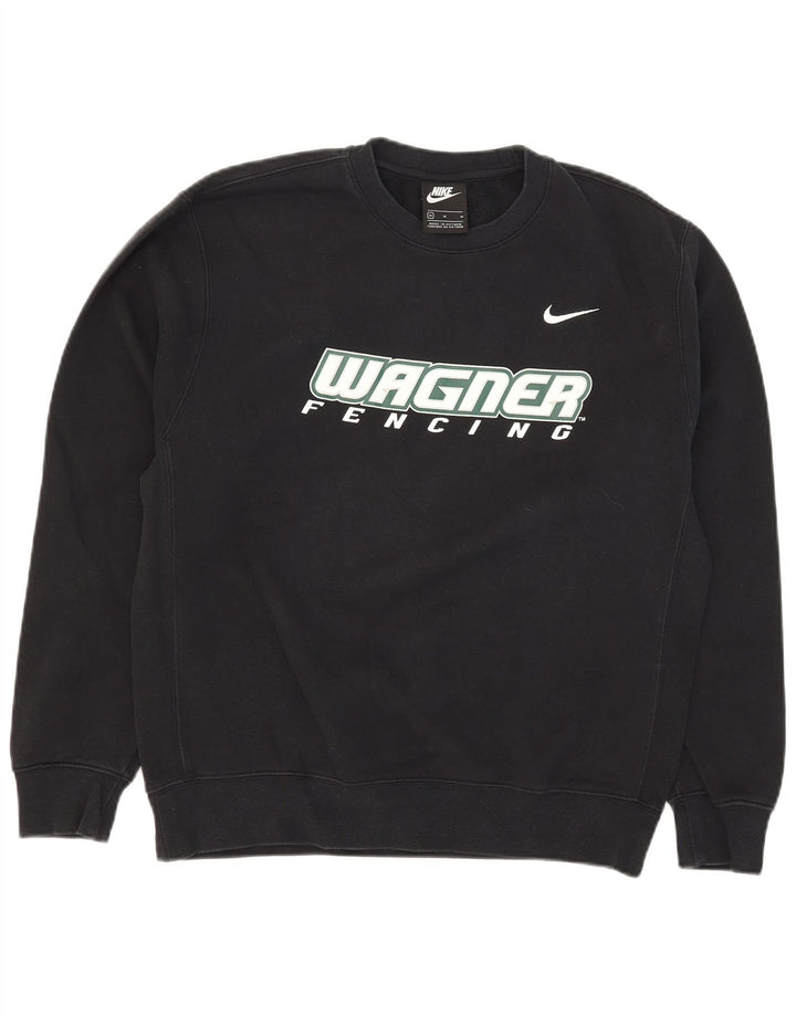 Hanorac grafic pentru bărbați Nike Pulover mediu din bumbac negru