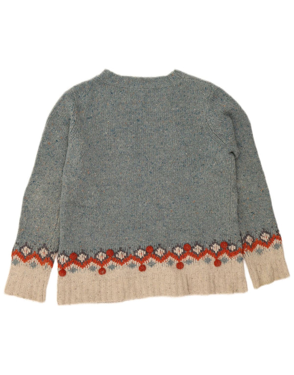White Stuff Pulover pentru damă cu gât de barcă UK 10 Small Blue Fair Isle