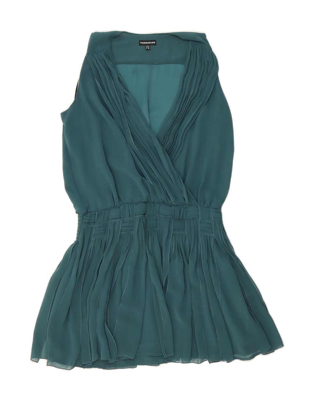 WAREHOUSE Womens Sleeveless Tunic Dress UK 14 Medium Green Polyester Vintage Warehouse and Second-Hand Warehouse from Messina Hembry 