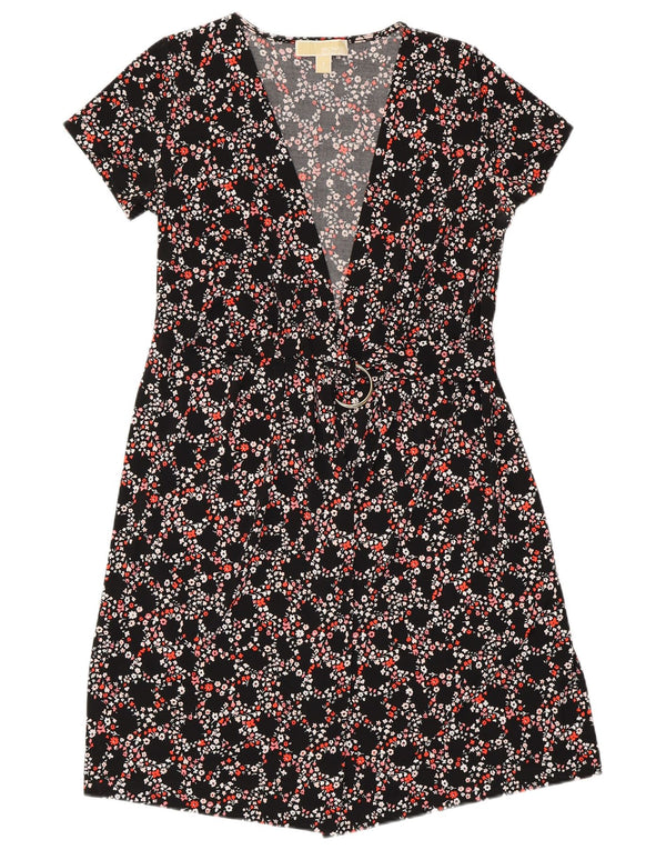 MICHAEL KORS Rochie Wrap pentru femei UK 10 Mic Negru Poliester Floral