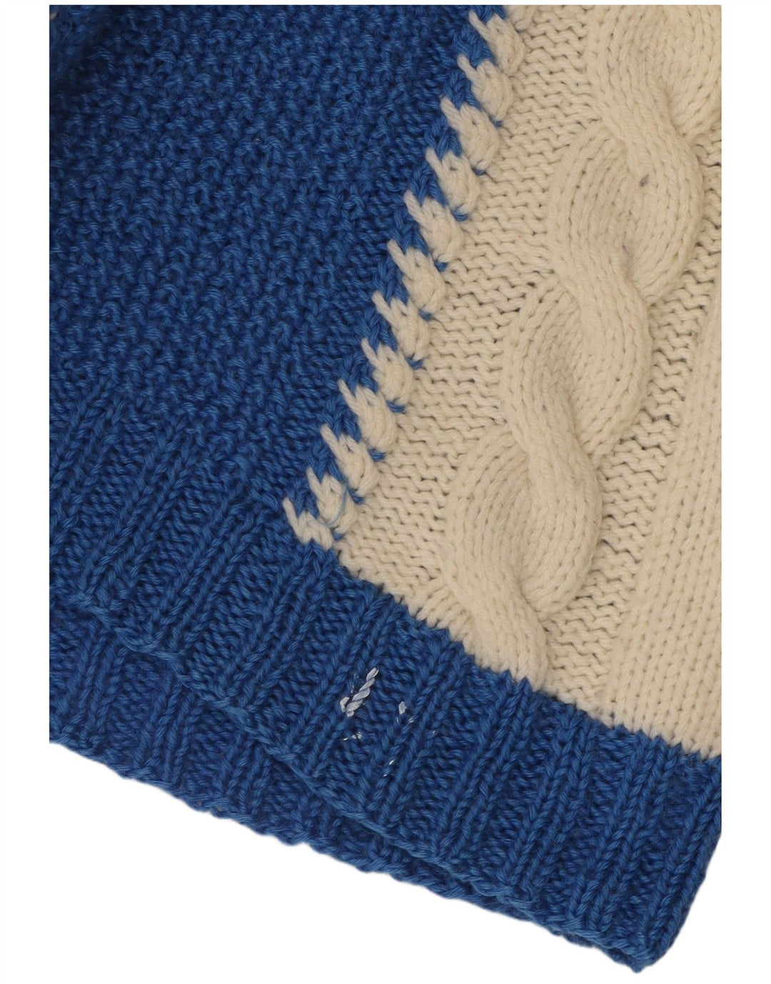 VINTAGE Pulover cu decolteu în V pentru damă UK 10 Small Blue Colorblock