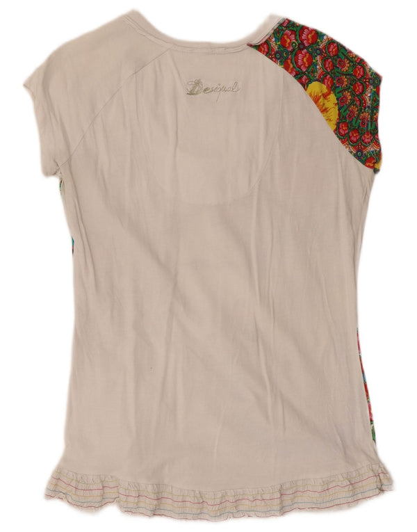 Desigual Tricou grafic cu cravată în față Top UK 22 2XL Alb