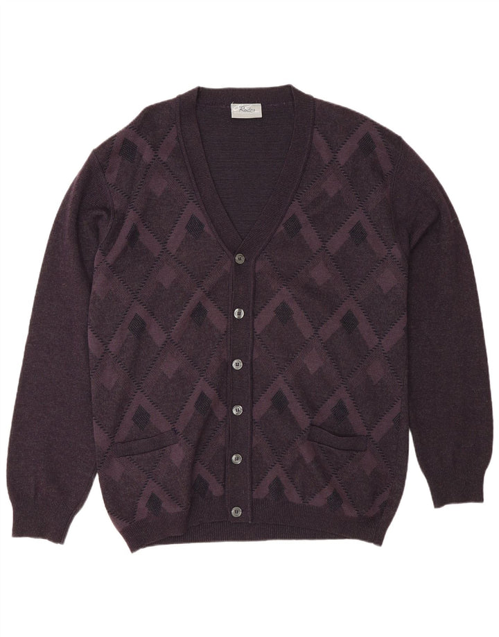 Pulover cardigan pentru bărbați Rodes 2XL mov Argyle/Lână diamant