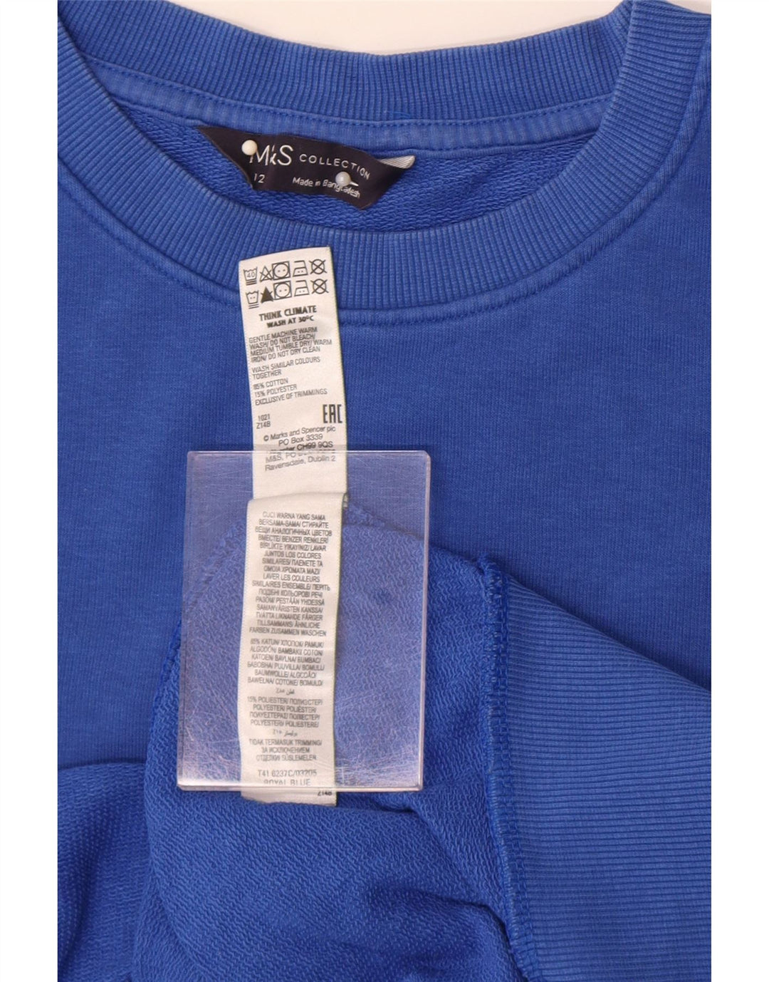 Pulover pentru femei Marks & Spencer, UK 12, bumbac albastru mediu