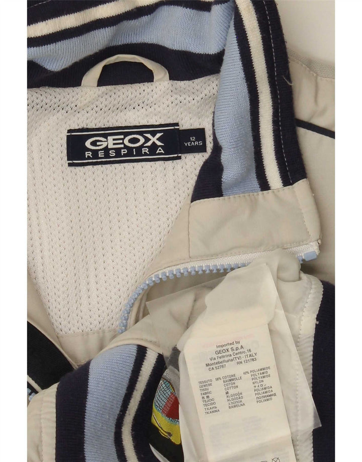 Geacă Bomber cu grafică pentru băieți Geox 11-12 ani, bumbac color-bloc bej