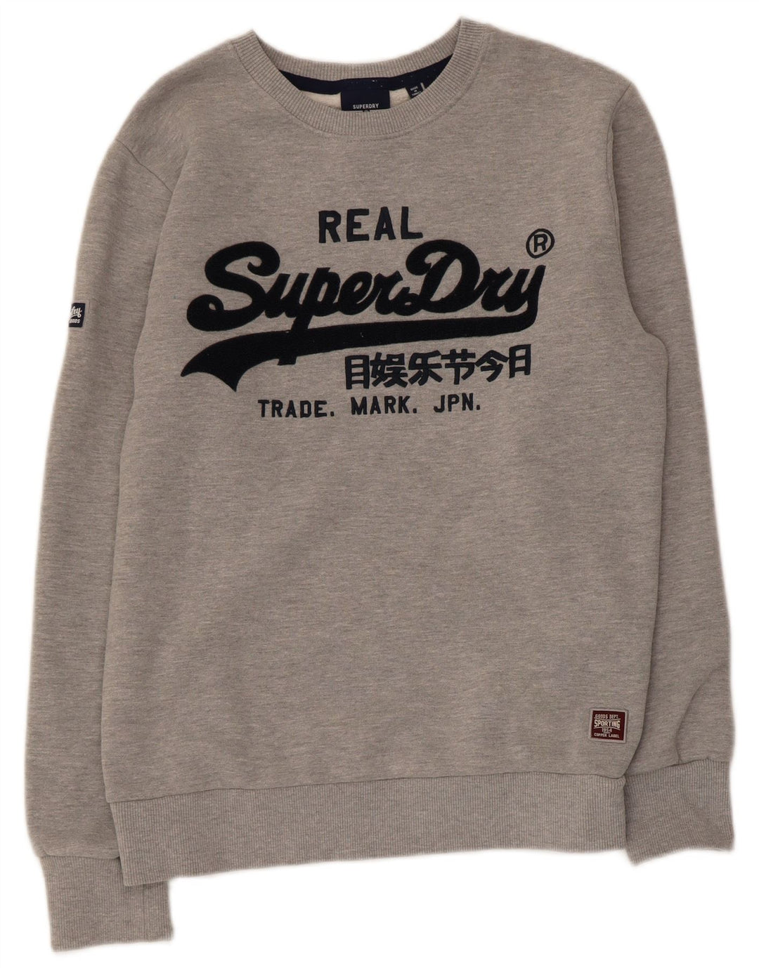 Pulover cu grafic Superdry pentru femei, UK 14, bumbac gri mediu