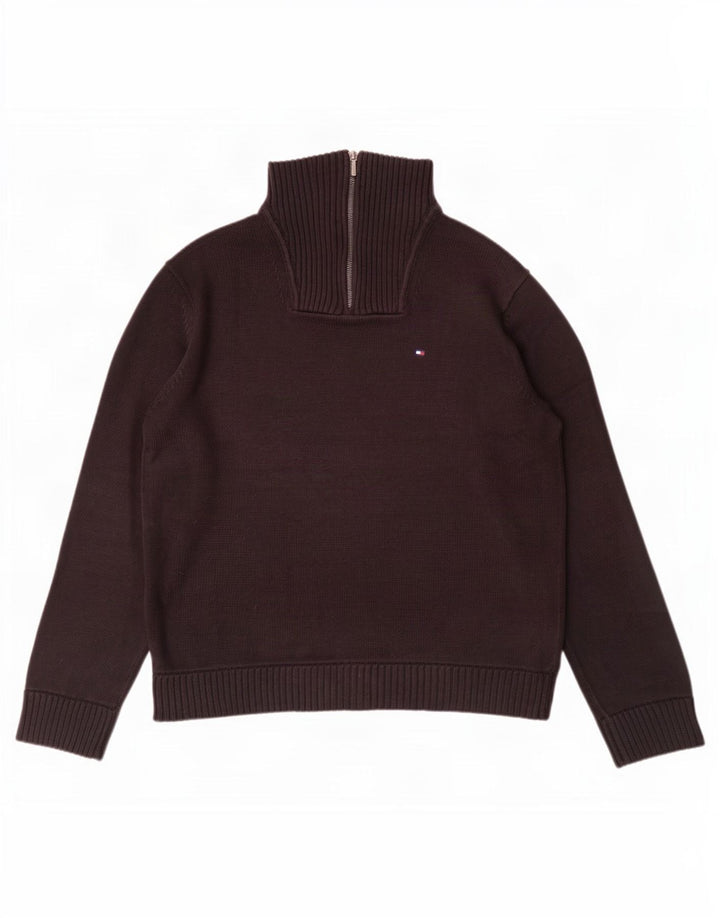 Pulover pentru bărbați Tommy Hilfiger, cu fermoar și gât, mare, negru