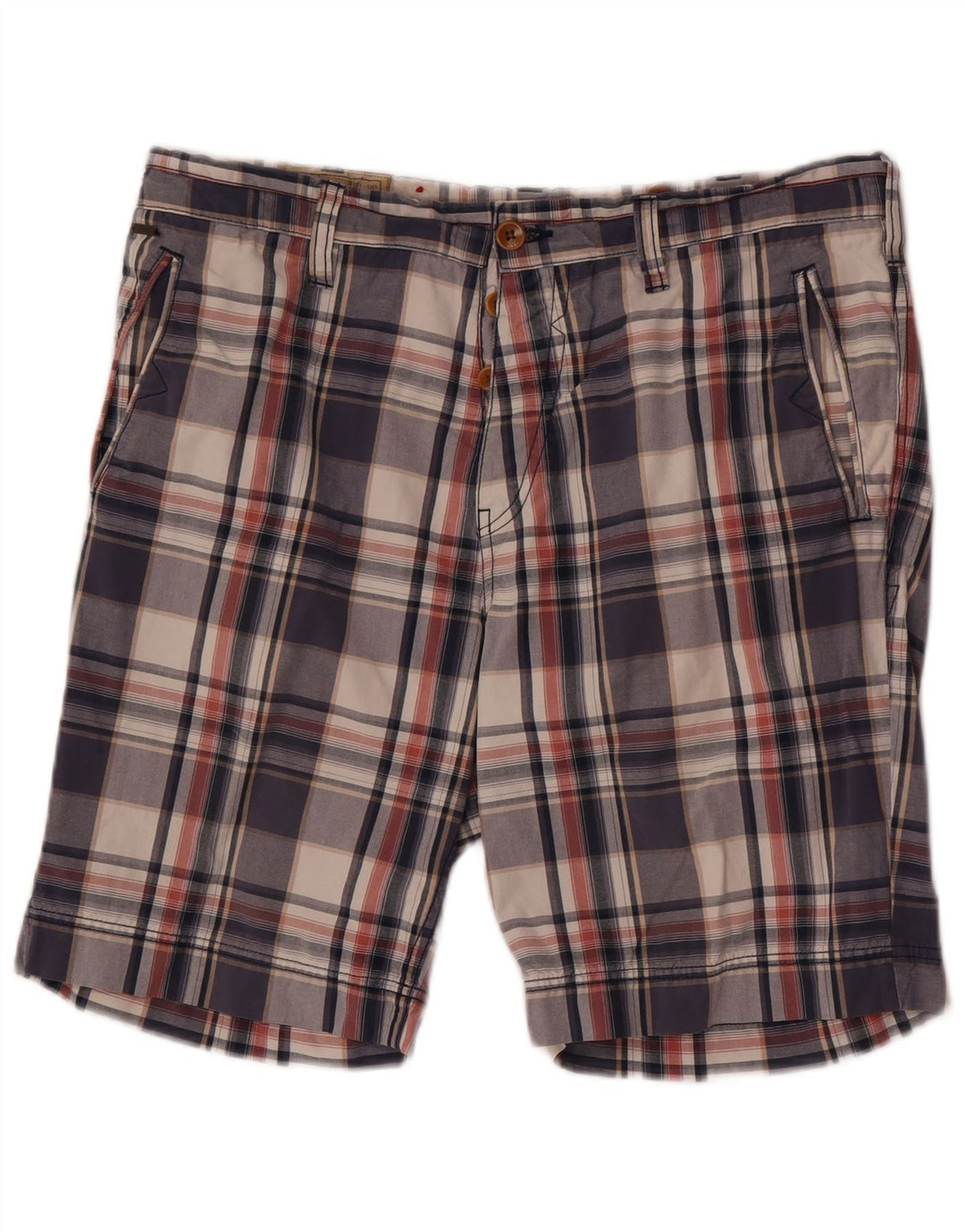 Pantaloni scurți chino Guess pentru bărbați W34, mari, din bumbac cu carouri, albastru