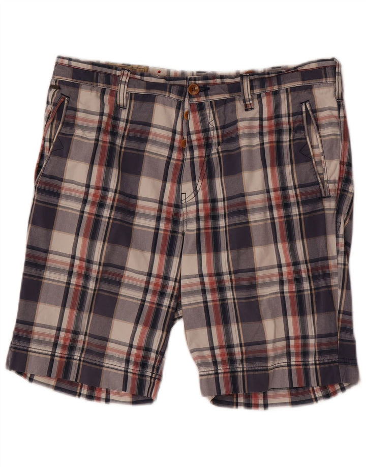 Pantaloni scurți chino Guess pentru bărbați W34, mari, din bumbac cu carouri, albastru