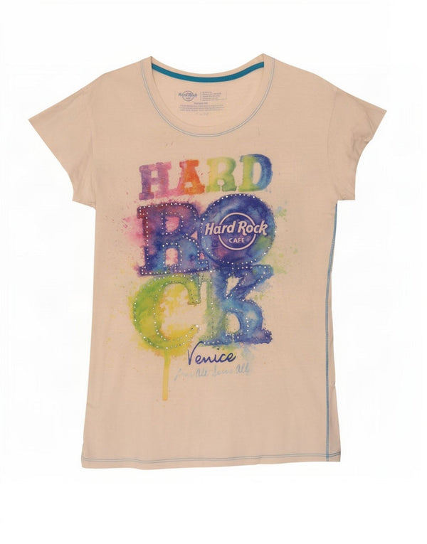 Hard Rock Cafe Girls Venice Tricou Grafic Top 13-14 Ani Mediu Alb