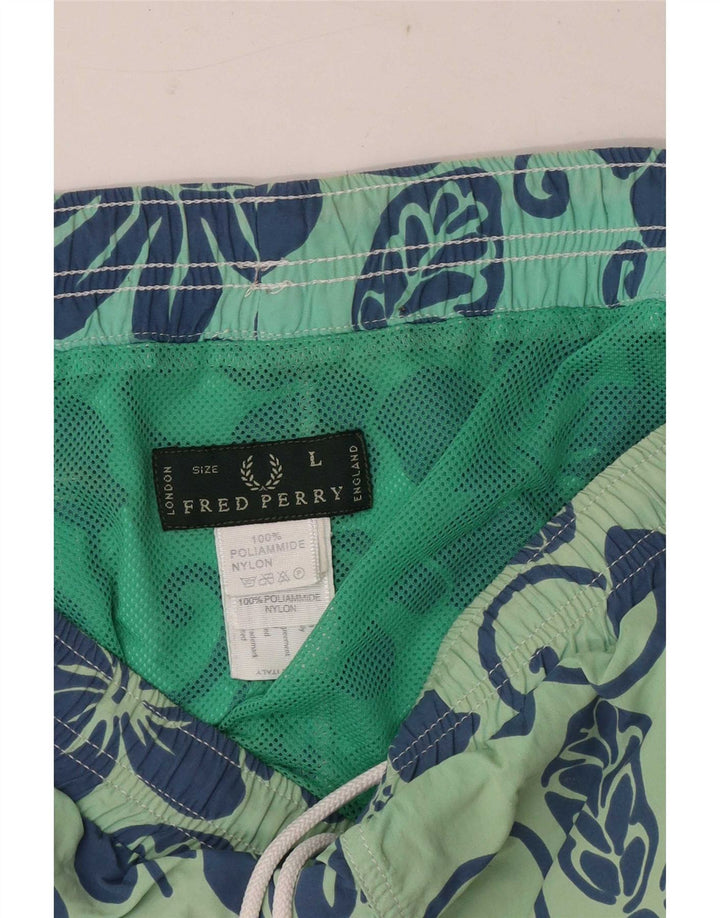 Pantaloni scurți de înot obișnuiți pentru bărbați Fred Perry, mari, verde, florale, din poliamidă