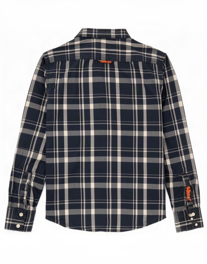 Cămașă pentru bărbați Superdry, bumbac cu carouri, albastru bleumarin mediu
