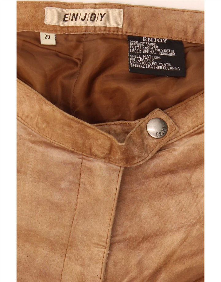 ENJOY Pantaloni de damă Bootcut din piele intoarsa W29 L30 din piele maro