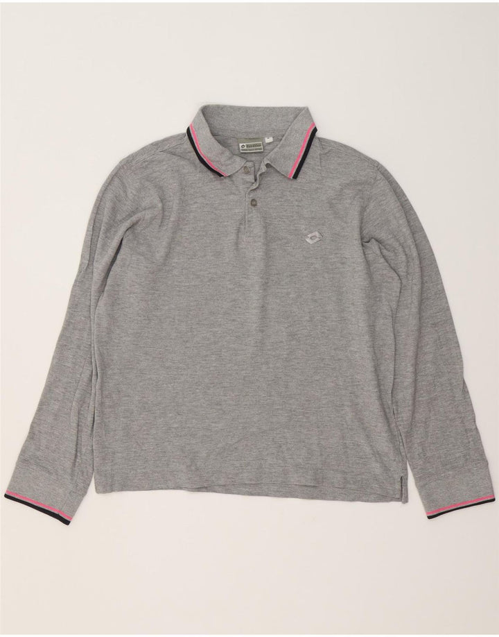 Tricou polo pentru bărbați LOTTO cu mânecă lungă din bumbac gri mediu