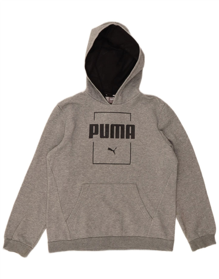 Pulover cu glugă grafic PUMA pentru băieți 13-14 ani, gri