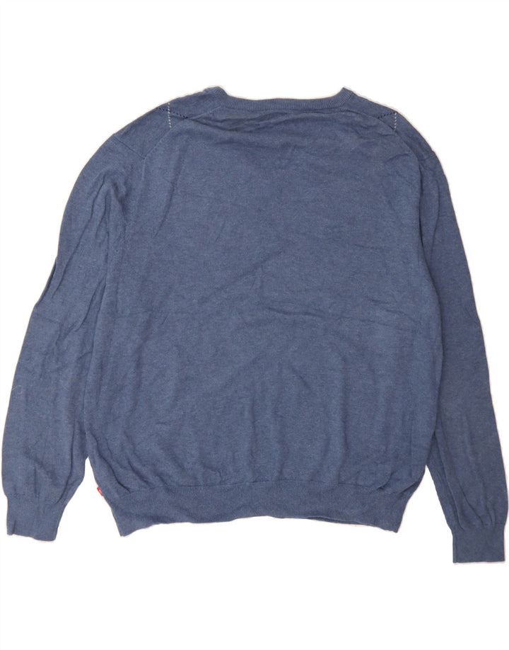 IZOD Pulover cu decolteu în V pentru bărbați, 2XL, albastru, bumbac Argyle/Diamond