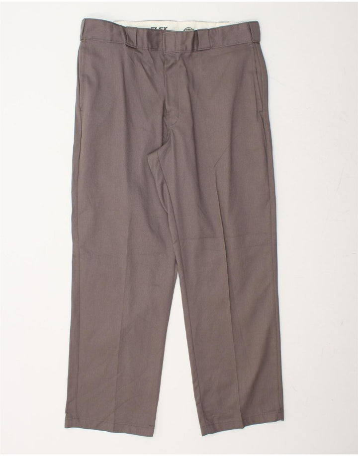 DICKIES Mens Flex Straight Chino Trousers W36 L30  Grey Polyester