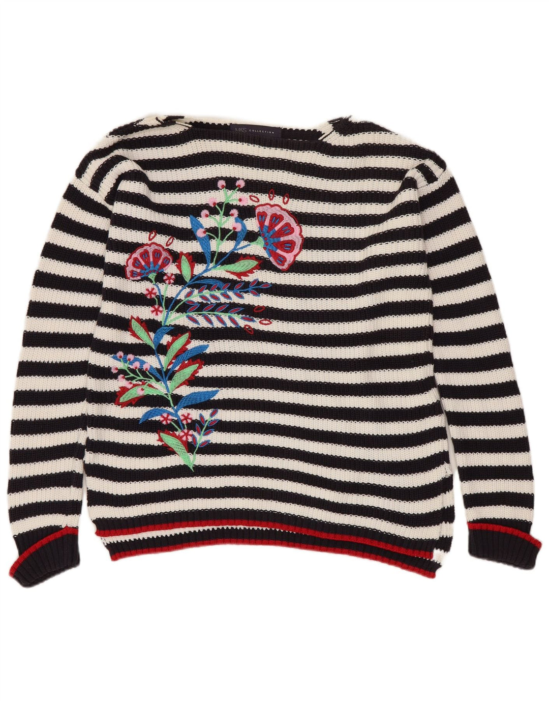 MARKS & SPENCER Pulover pentru damă cu gât de barcă UK 10 Mic, negru, floral