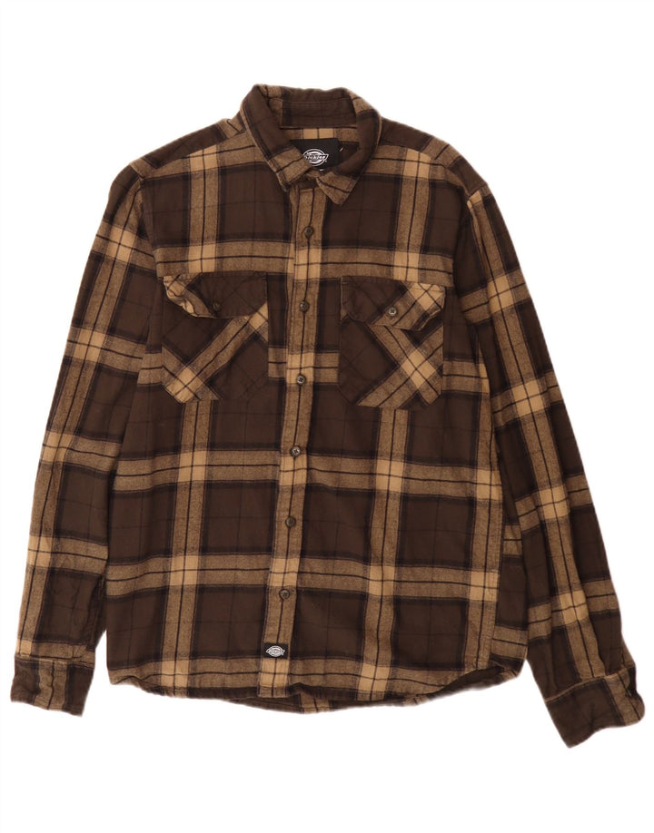 Cămașă de flanel pentru bărbați Dickies, bumbac cu carouri mici, maro
