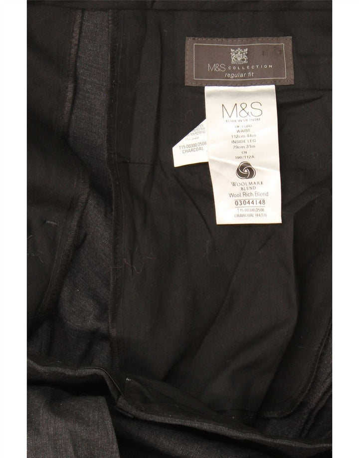 Pantaloni de costum pentru bărbați Marks & Spencer, cu tăiere obișnuită, L44 L31 Lână gri