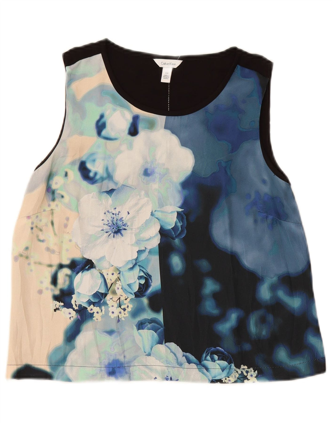 CALVIN KLEIN Bluză Crop Top pentru femei UK 10 Small Bleumarin Floral