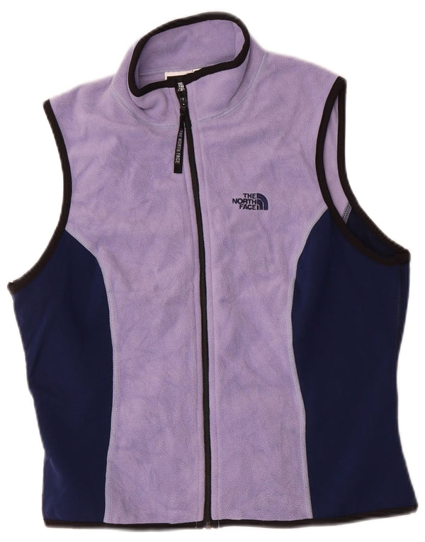 The North Face Womens Fleece Gilet UK 14 Large Purple Colourblock Poliester