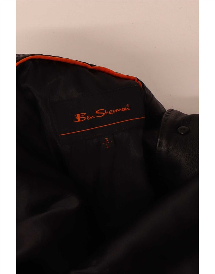 Jachetă pentru bărbați Ben Sherman din piele cu 3 nasturi, UK 40, mare, neagră