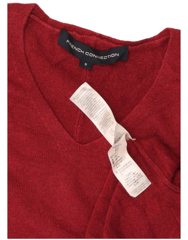 FRENCH CONNECTION Pulover cu decolteu în V pentru femei UK 10 Burgundy mic