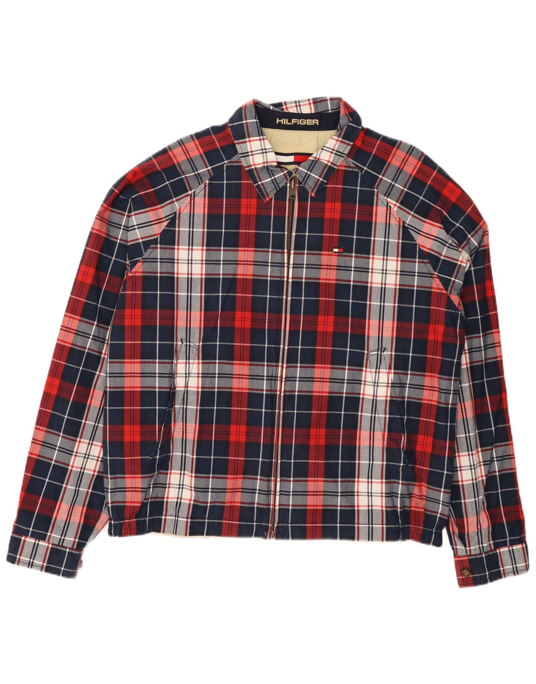 Jachetă reversibilă pentru bărbați TOMMY HILFIGER Marea Britanie 38 Mediu Navy Blue Check Blue
