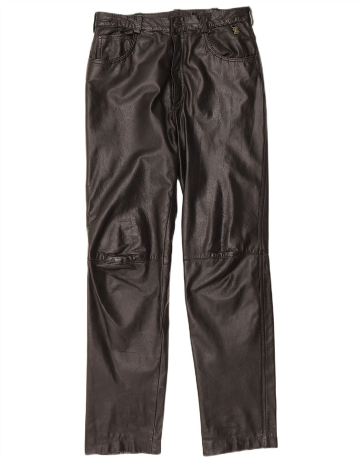 Pantaloni drepți din piele vintage pentru bărbați W31 L30 negri