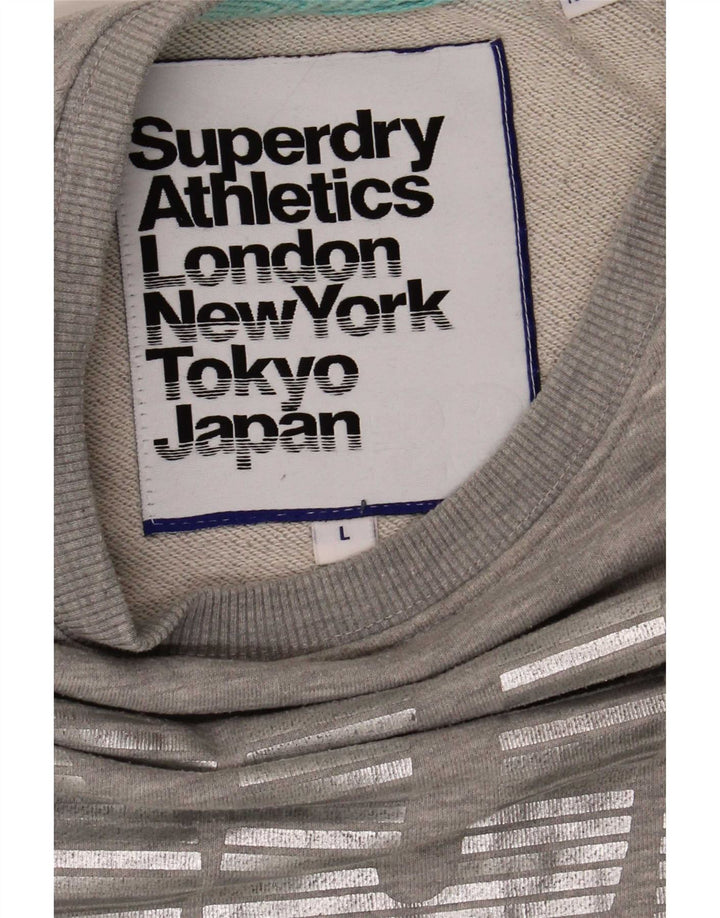 Pulover cu grafic pentru femei Superdry UK 16, mare, gri cu pete