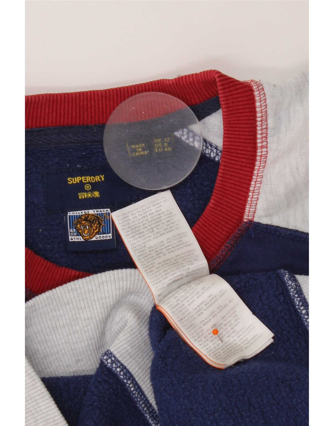 Pulover Superdry pentru damă UK 12 Medium Bleumarin Colorblock