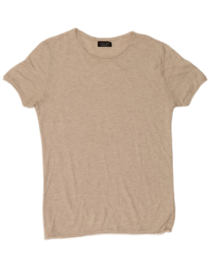 Tricou pentru bărbați Zara Top Mediu Bej Pete