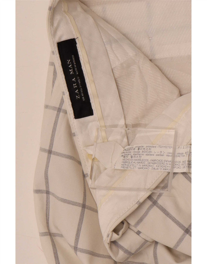 Pantaloni chino slim pentru bărbați Zara EU 40 Mediu L31 L33 Poliester cu carouri albe
