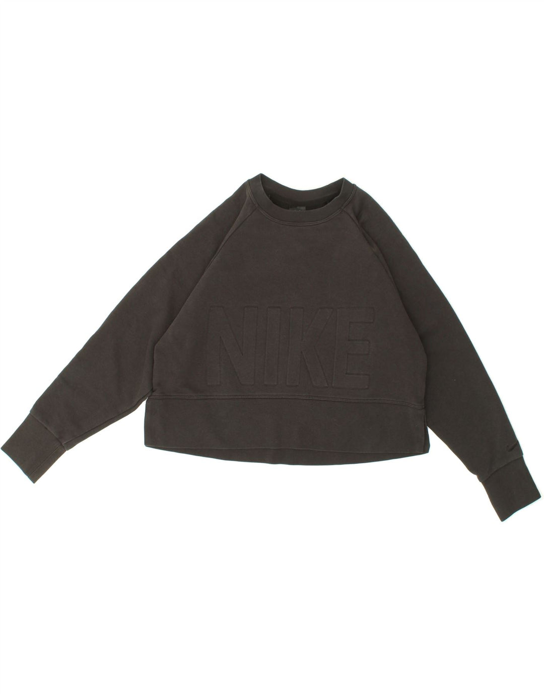 NIKE Womens Oversized Graphic Crop Sweatshirt Jumper UK 10 Small Black Vintage Nike and Second-Hand Nike from Messina Hembry 
