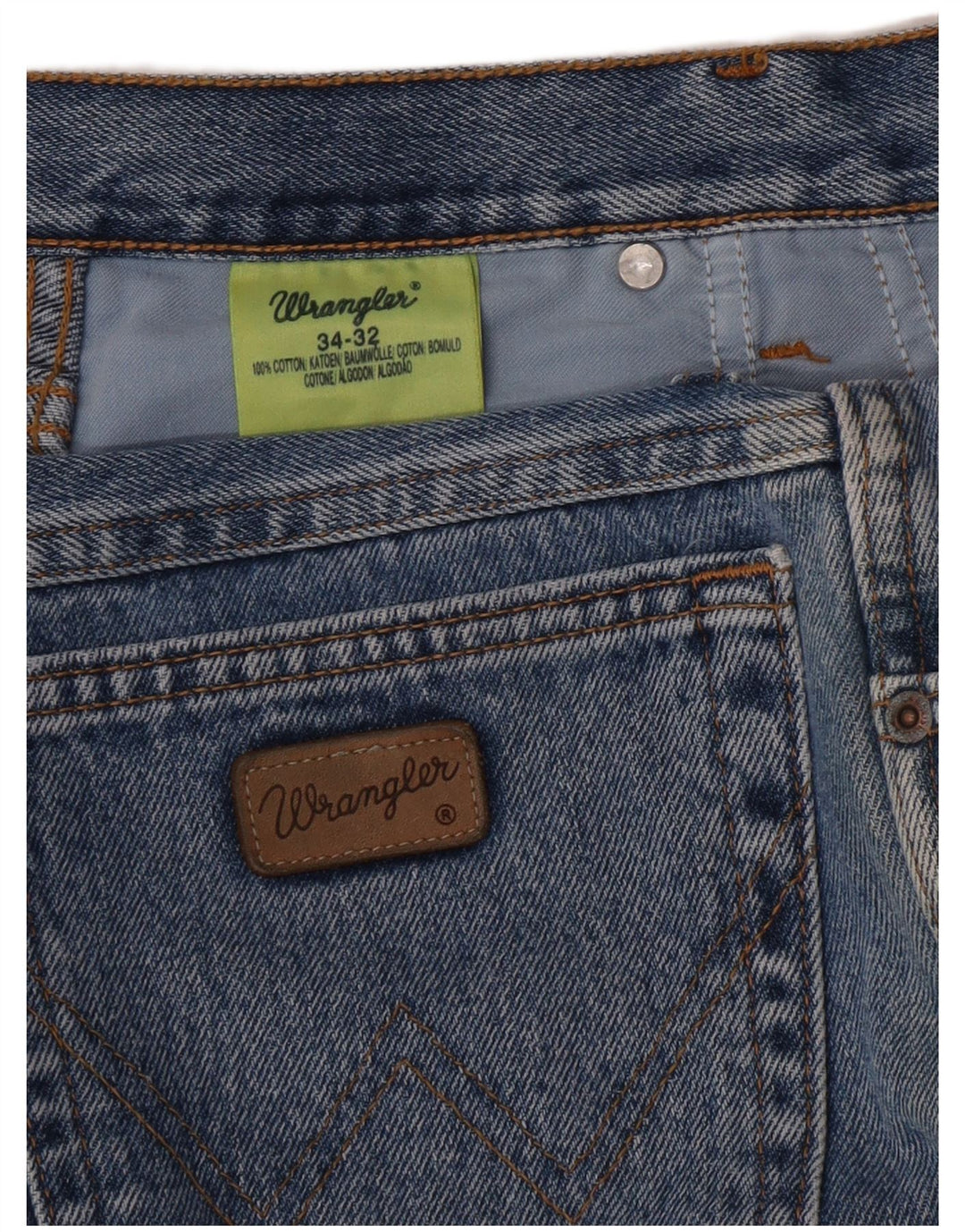 Blugi drepti pentru bărbați Wrangler W34 L32 Bumbac albastru