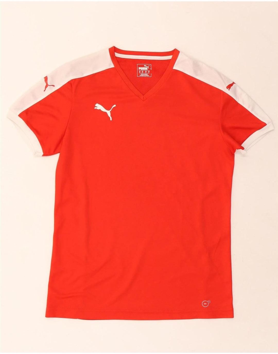 PUMA Mens Graphic T-Shirt Top Medium Red Colourblock Vintage Puma and Second-Hand Puma from Messina Hembry 